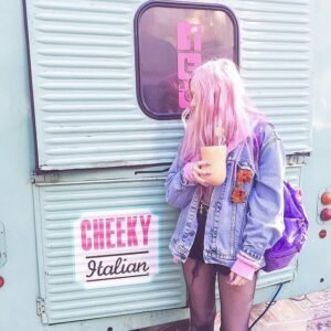 denim jacket pink hair